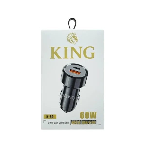 شارژر فندکی سوپرفست دو پورت KING مدل K-30