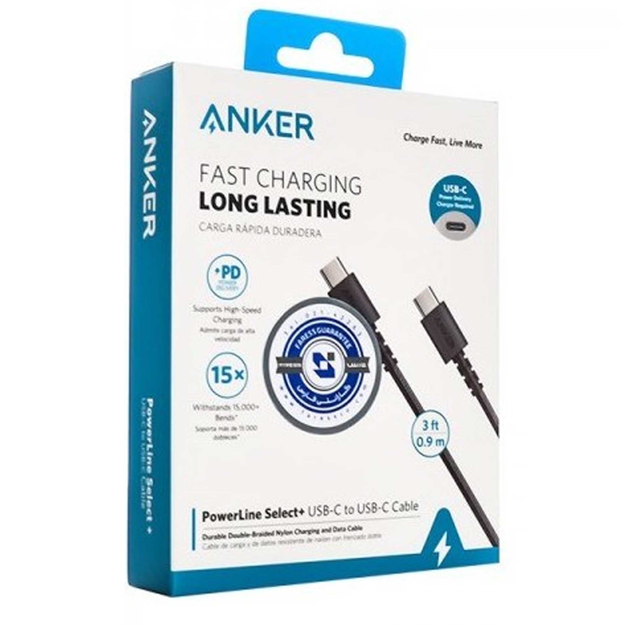 کابل Type C انکر مدل A8032 طول 0.9 متر  ANKER Powerline select+ A8032H11 USB-C Cable 0.9m